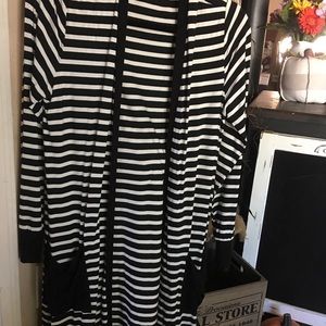 Black and white striped cardigan